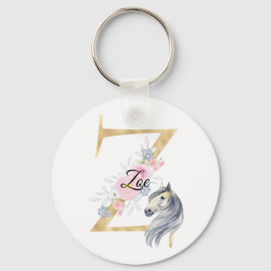 Z letter gepersonaliseerde naam monogram met paard sleutelhanger