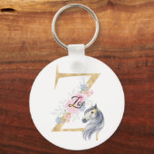 Z letter gepersonaliseerde naam monogram met paard sleutelhanger (Voorkant)