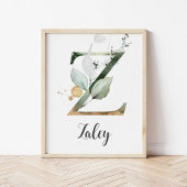 Z Letter Monogram Groen Kwekerij Naam Muur Print