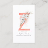 Z Letter Monogram White Orchids and Pampas Grass Visitekaartje (Voorkant)