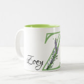 Z letter romantische waterverf Lavendel Eucalyptus Tweekleurige Koffiemok (Voorkant links)