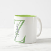 Z letter romantische waterverf Lavendel Eucalyptus Tweekleurige Koffiemok (Voorkant rechts)