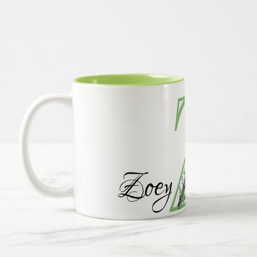 Z letter romantische waterverf Lavendel Eucalyptus Tweekleurige Koffiemok (Links)