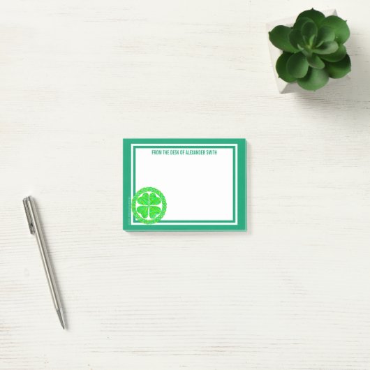 Z Lucky Celtic Shamrock 4 Leaf Clover Green Irish Post-it® Notes (Kantoor)