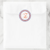 Z-monogram (blauwe / Oranje puntcirkel) Ronde Sticker (Tas)
