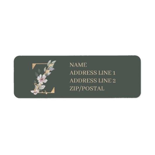 Z Monogram Floral Aangepast Etiket (Voorkant)