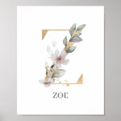 Z Monogram Floral Aangepast Poster (Voorkant)