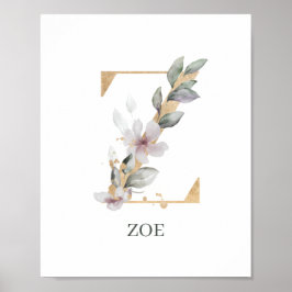 Z Monogram Floral Aangepast Poster