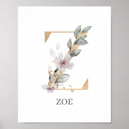 Z Monogram Floral Aangepast Poster (Voorkant)