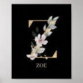 Z Monogram Floral Aangepast Poster (Voorkant)