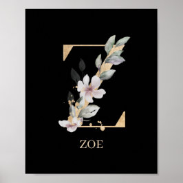 Z Monogram Floral Aangepast Poster