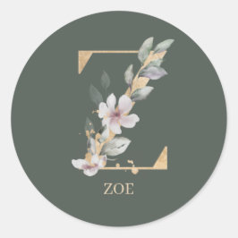 Z Monogram Floral Aangepast Ronde Sticker