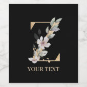 Z Monogram Floral Aangepast Wijn Etiket (Enkel label)