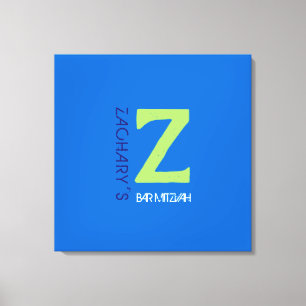 Z Monogram Initiaal Bar Bat Mitzvah Inlogbord Canvas Afdruk