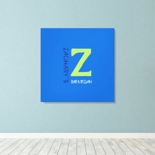 Z Monogram Initiaal Bar Bat Mitzvah Inlogbord Canvas Afdruk (Insitu (Houten vloer))