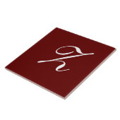 Z Monogram Initiaal Wit op Donkerrood Tegeltje (Zijkant)