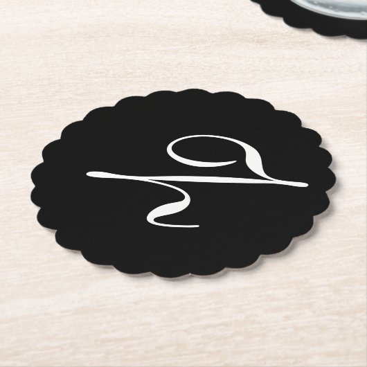 Z Monogram Initiaal Wit op Zwart Kartonnen Onderzetters (Gekanteld)