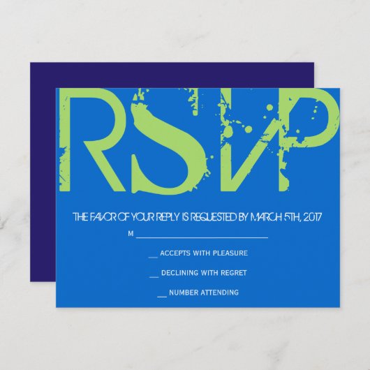 Z Monogram Initialen Bar Bat Mitzvah Reply Card RSVP Kaartje (Voorkant / Achterkant)