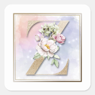 Z Monogram Witte Roos Vierkante Sticker