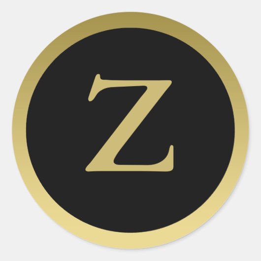 Z :: Monogram Z Elegante gouden en zwarte Stickers (Voorkant)
