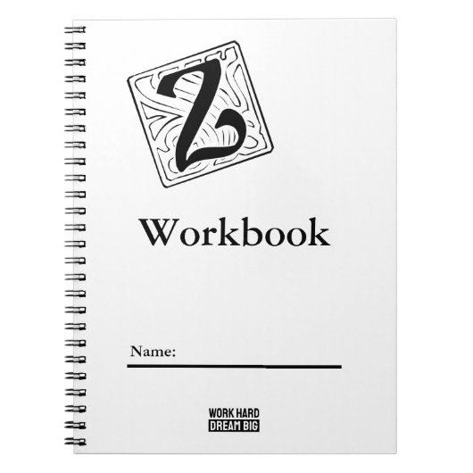 Z Monogramm Workbook black and white Notitieboek (Voorkant)