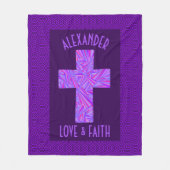 Z Paars kruissymbool Christelijk symbool op maat Fleece Deken (Voorkant)