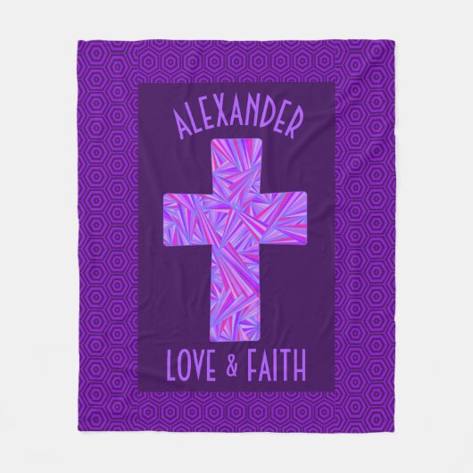 Z Paars kruissymbool Christelijk symbool op maat Fleece Deken (Voorkant)