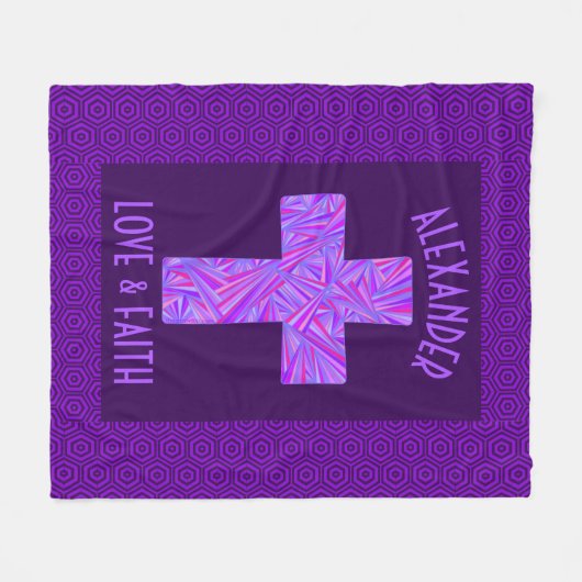 Z Paars kruissymbool Christelijk symbool op maat Fleece Deken (Voorkant (Horizontaal))