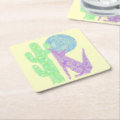 Z Paarse Coyote Wolf Colorful Southwestern Design Kartonnen Onderzetters (Schuin)
