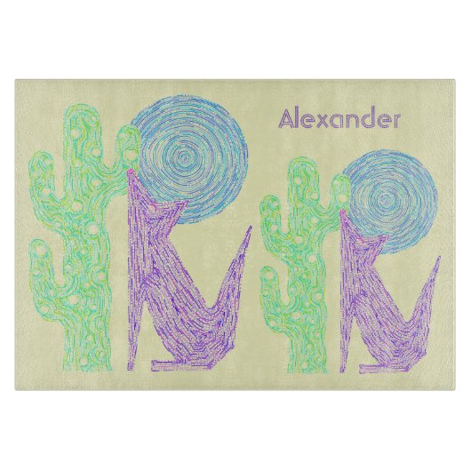 Z Paarse Coyote Wolf Colorful Southwestern Design Snijplank (Voorkant)