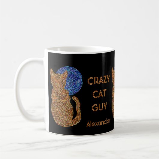 Z Personaliseer deze vun Crazy Cat Guy Coffee Cup Koffiemok (Links)