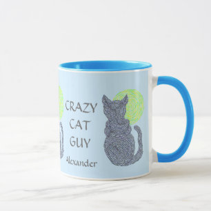 Z Personaliseer deze vun Crazy Cat Guy Coffee Cup Mok