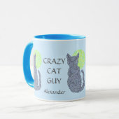 Z Personaliseer deze vun Crazy Cat Guy Coffee Cup Mok (Voorkant links)