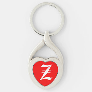 "Z" Red Heart Sleutelhanger