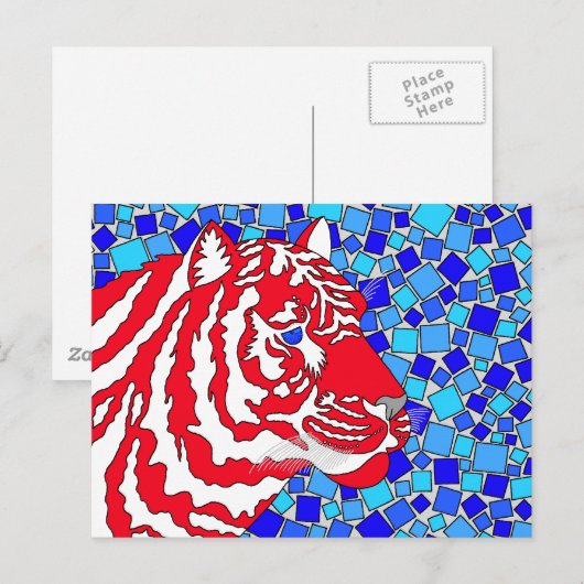 Z Red White en Blue Patriotic Tiger Artsy Briefkaart (Voorkant / Achterkant)