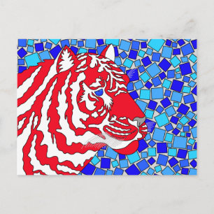 Z Red White en Blue Patriotic Tiger Artsy Briefkaart