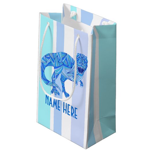 Z T-Rex Dinosaurus Kleurrijke Prehistorische Strep Klein Cadeauzakje (Achterkant Gekanteld)