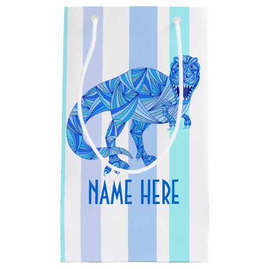 Z T-Rex Dinosaurus Kleurrijke Prehistorische Strep Klein Cadeauzakje (Voorkant)