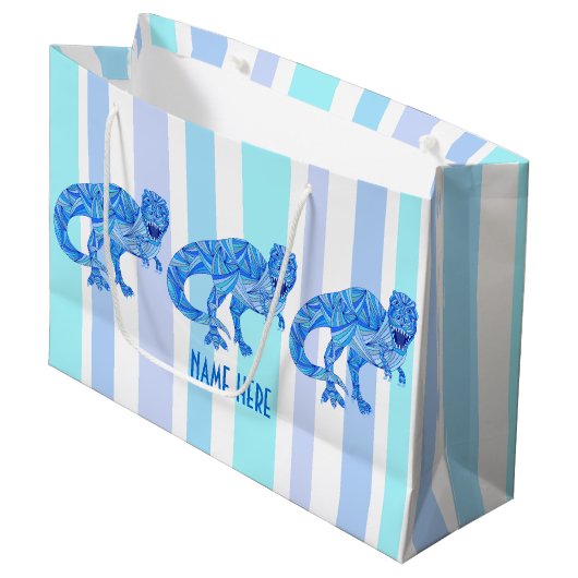 Z T-Rex Dinosaurus Kleurrijke Prehistorische Strep Large Cadeautasje (Voorkant Gekanteld)
