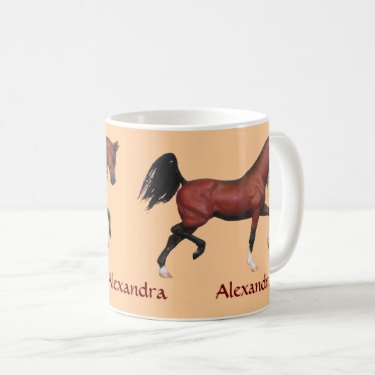 Z Trotting Bay Horse Lover Personalized Coffee Mok (Voorkant rechts)