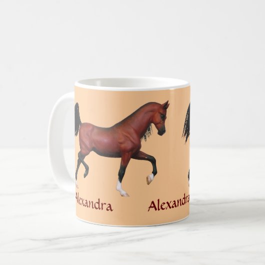 Z Trotting Bay Horse Lover Personalized Coffee Mok (Voorkant links)
