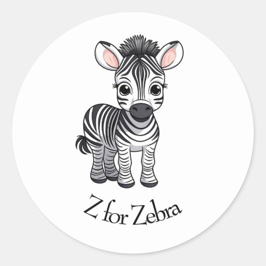 Z voor Zebra Ronde Sticker (Voorkant)