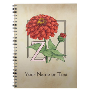 Z voor Zinnia Flower Alphabet Monogram Notitieboek