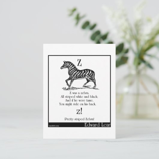 Z was een zebra briefkaart (Staand voorkant)