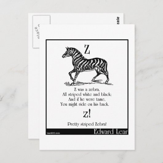 Z was een zebra briefkaart (Voorkant / Achterkant)