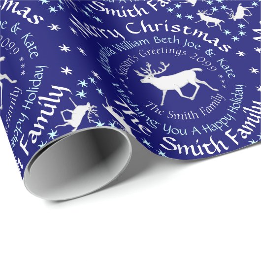 Z White Cariou Reindeer Kerstmis op maat Cadeaupapier (Rol Hoek)