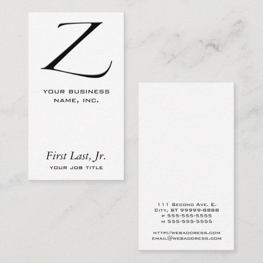 Z - Zapfino Visitekaartje (Voorkant / Achterkant)