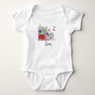 Z Zoe personaliseer de naam van het Initiaal, Roos Romper
