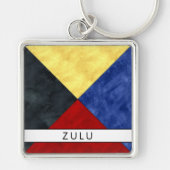 Z Zulu Nautical Signal Flag + Jouw naam Sleutelhanger (Voorkant)