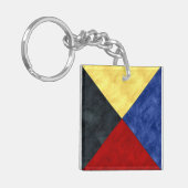 Z Zulu Waterverf Nautical Signal Maritime Vlag Sleutelhanger (Voorkant Links)